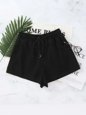 Elastic Waist Solid Track Shorts