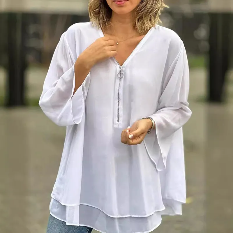 Eloise - Flowy Zip Top