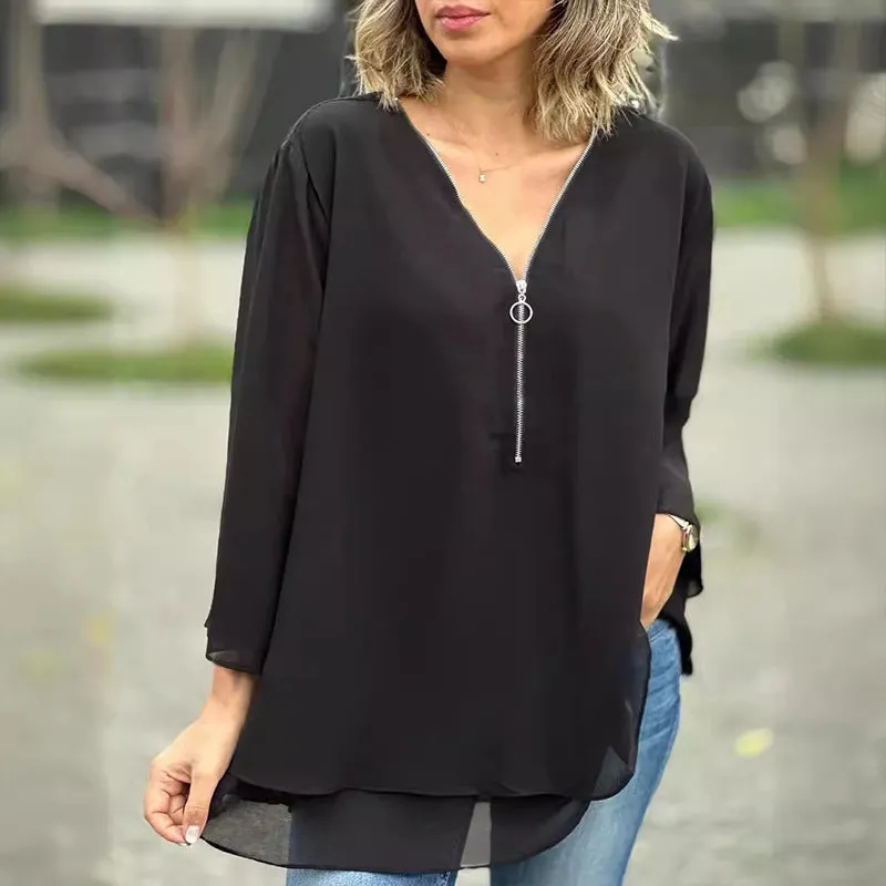 Eloise - Flowy Zip Top