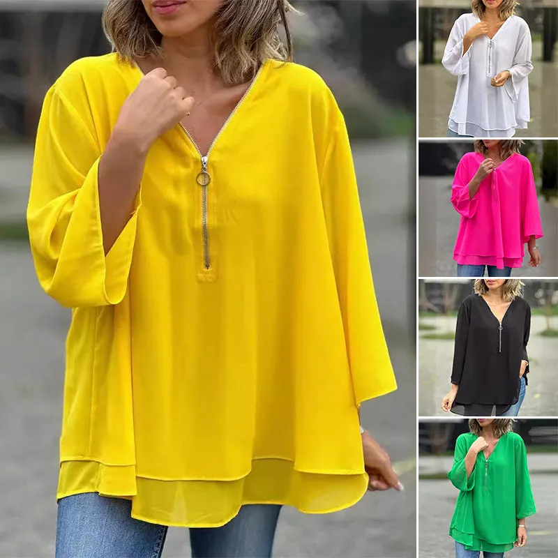 Eloise - Flowy Zip Top