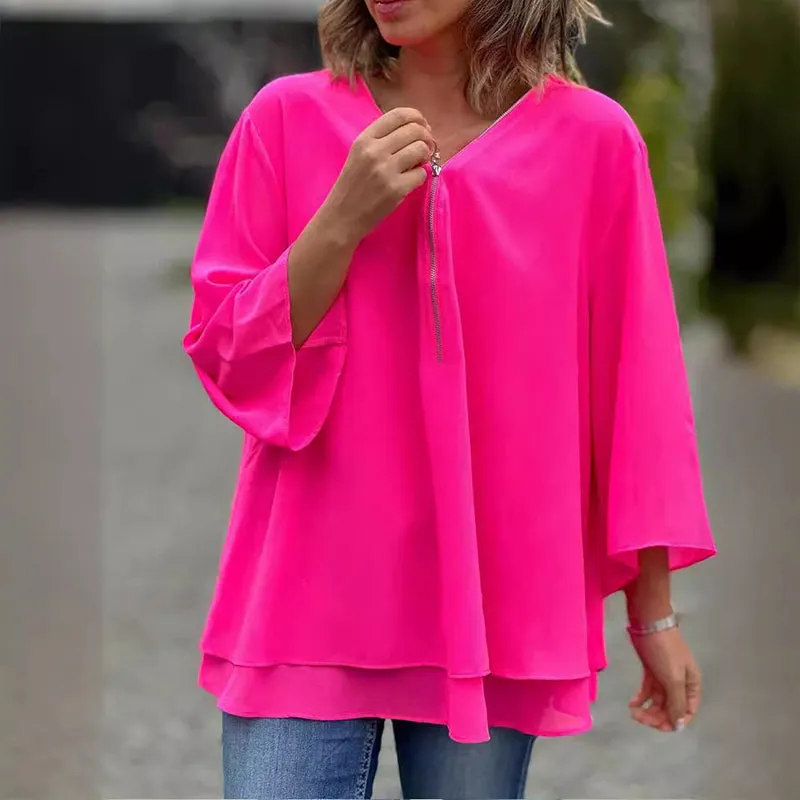 Eloise - Flowy Zip Top