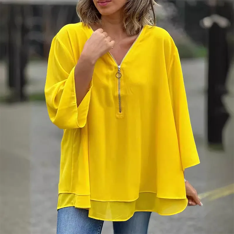 Eloise - Flowy Zip Top