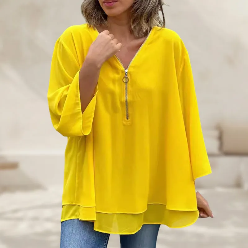 Eloise - Flowy Zip Top