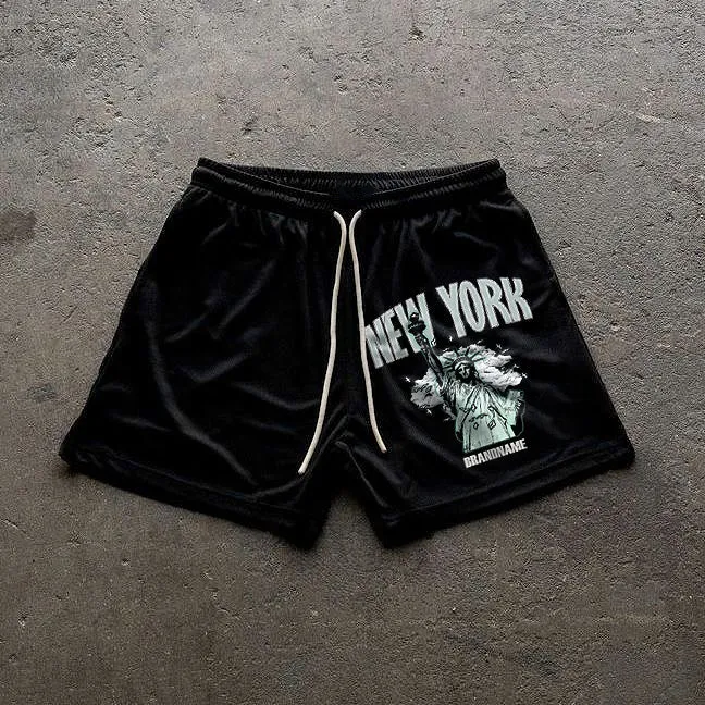 Fashion Personality Casual Sports Style New York Print Shorts