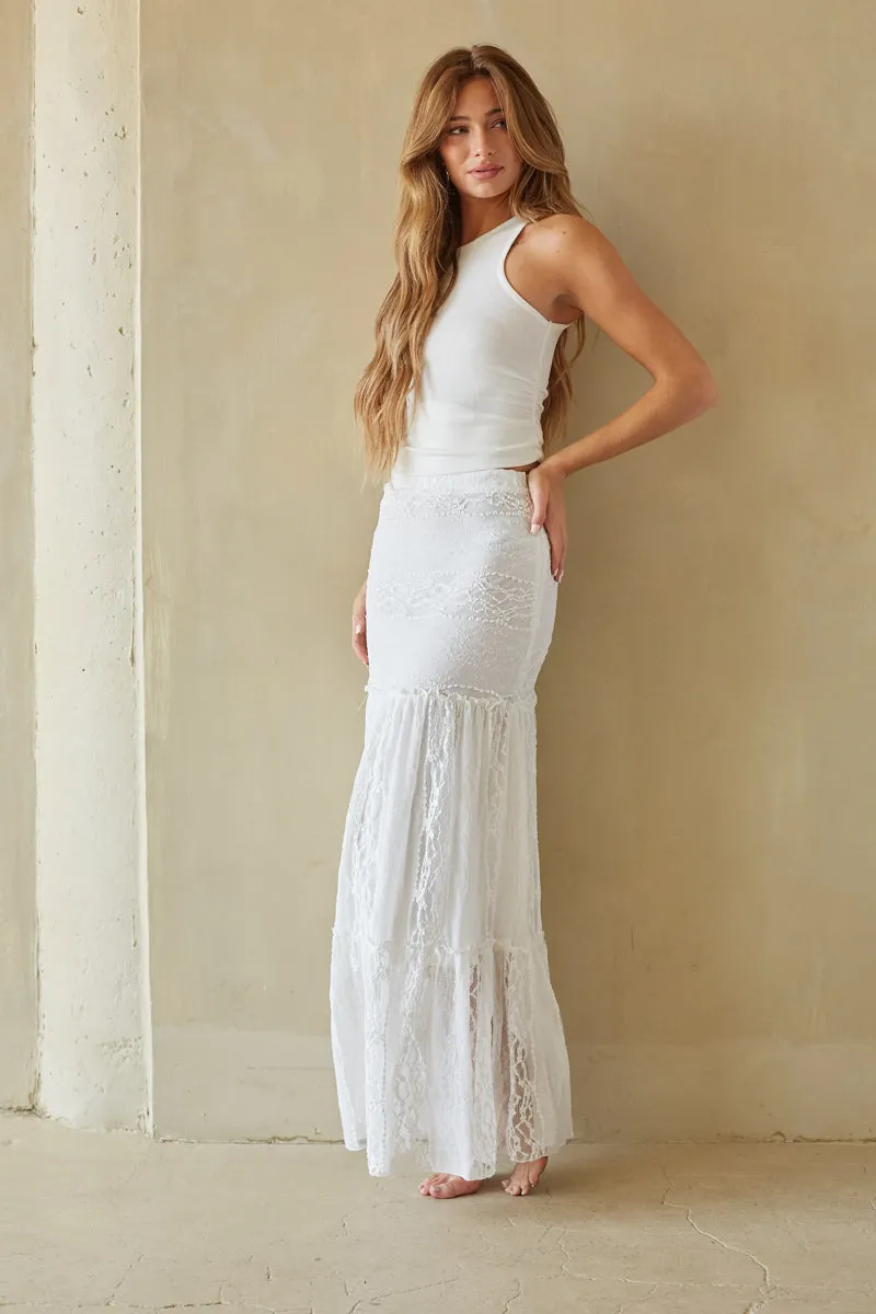 Fawn Lace Tiered Maxi Skirt