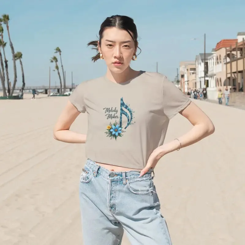 Flowy Cropped Tee for Trendsetting Music Lovers