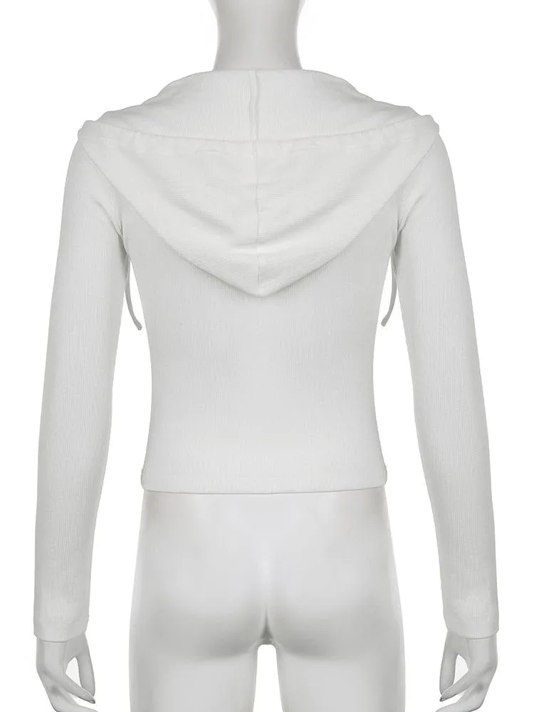 Get your Alternative Style On with Solid Ribbed Zip Up Hooded Jackets with Pockets