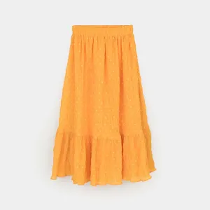 Girls Chiffon Long Skirt Crinkle-Mustard