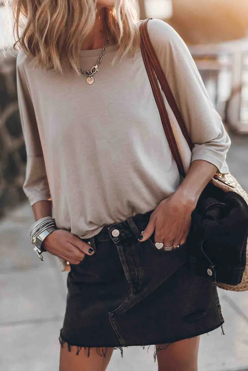 Gray Oversized Flowy Dropped Shoulder T-shirt