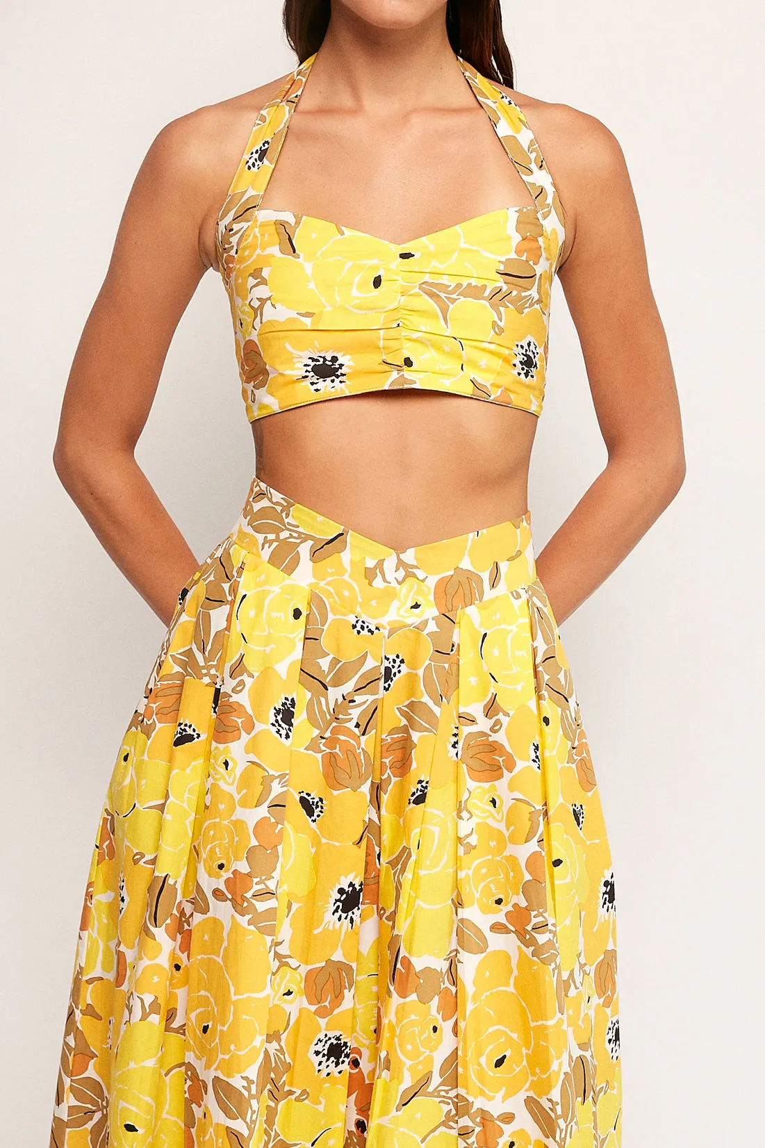 Halter Neck Crop | V Front Midi Skirt
