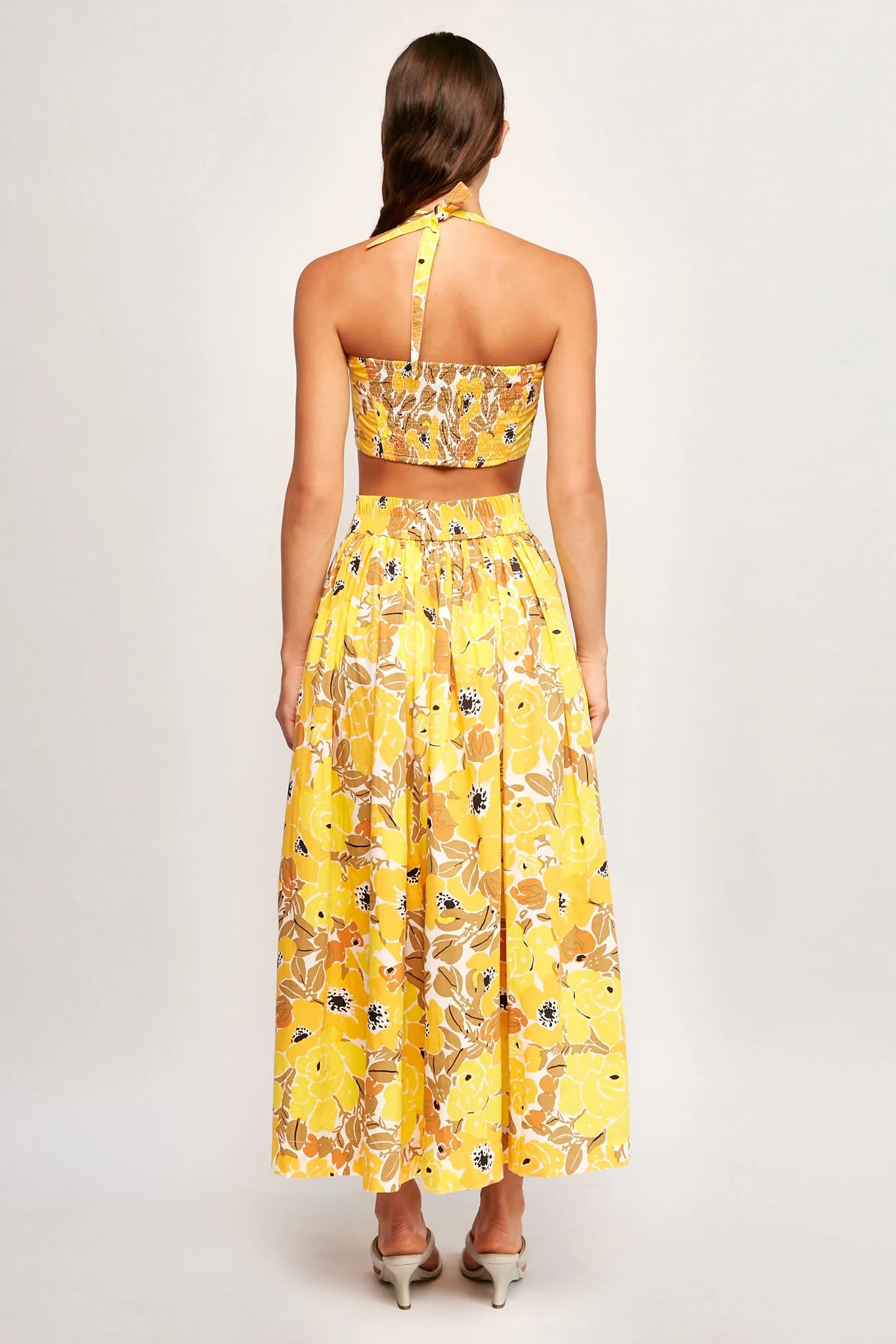 Halter Neck Crop | V Front Midi Skirt