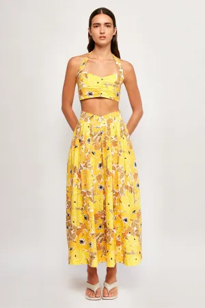 Halter Neck Crop | V Front Midi Skirt