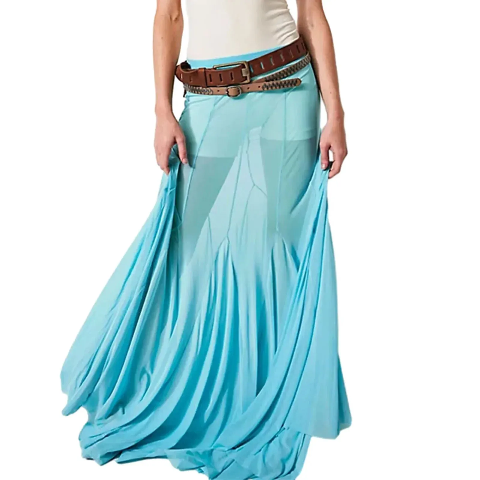 Hem Flowy Skirts Casual A-line Midi Skirts