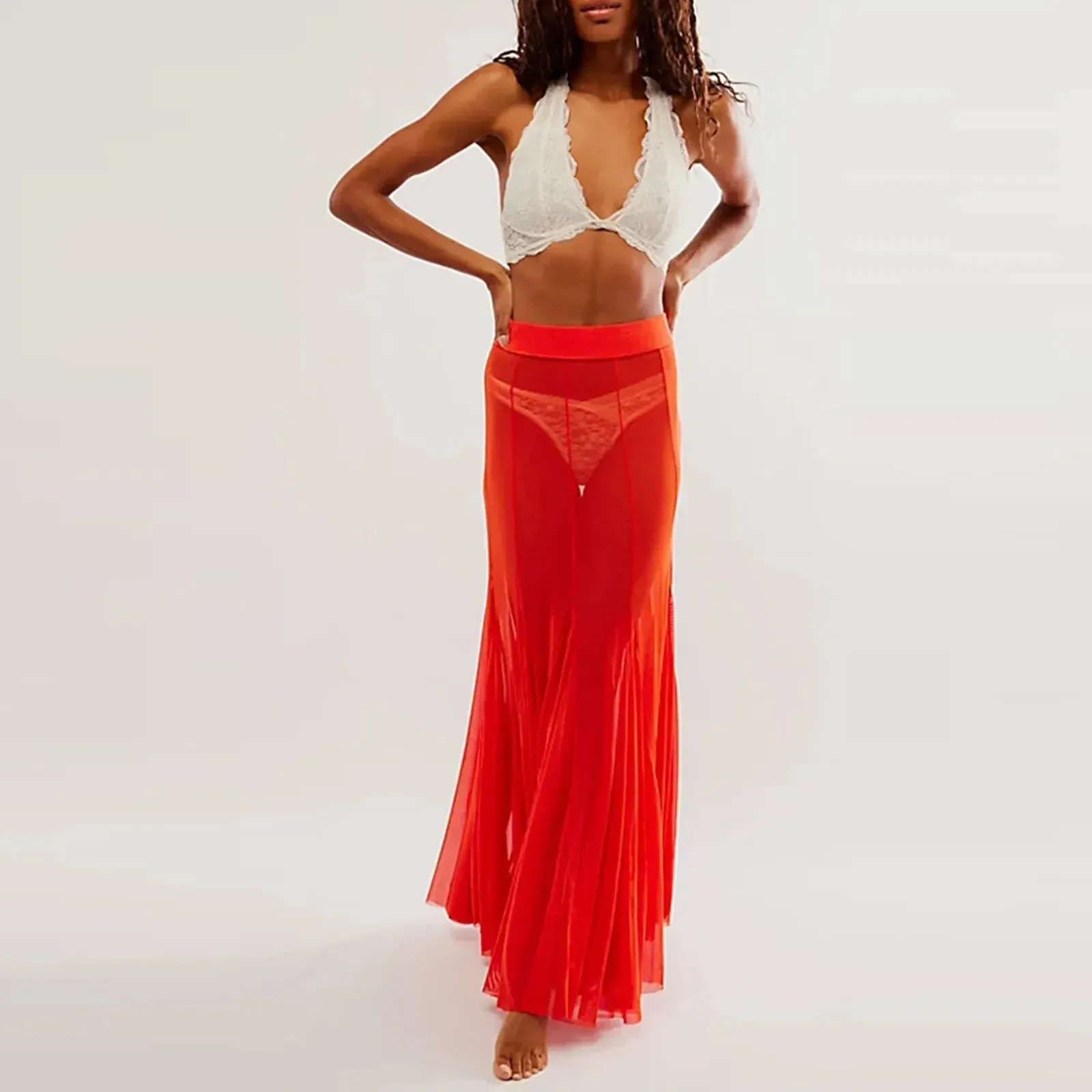 Hem Flowy Skirts Casual A-line Midi Skirts