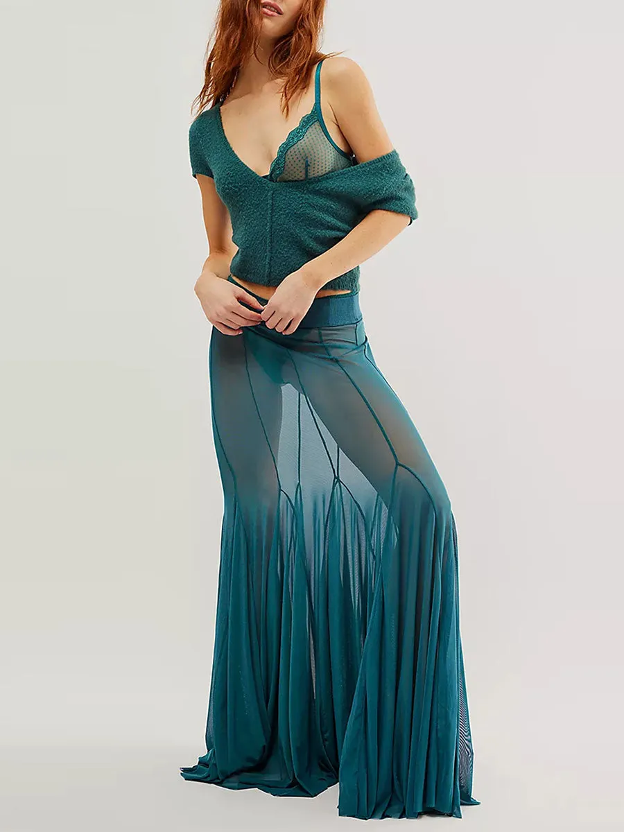 Hem Flowy Skirts Casual A-line Midi Skirts
