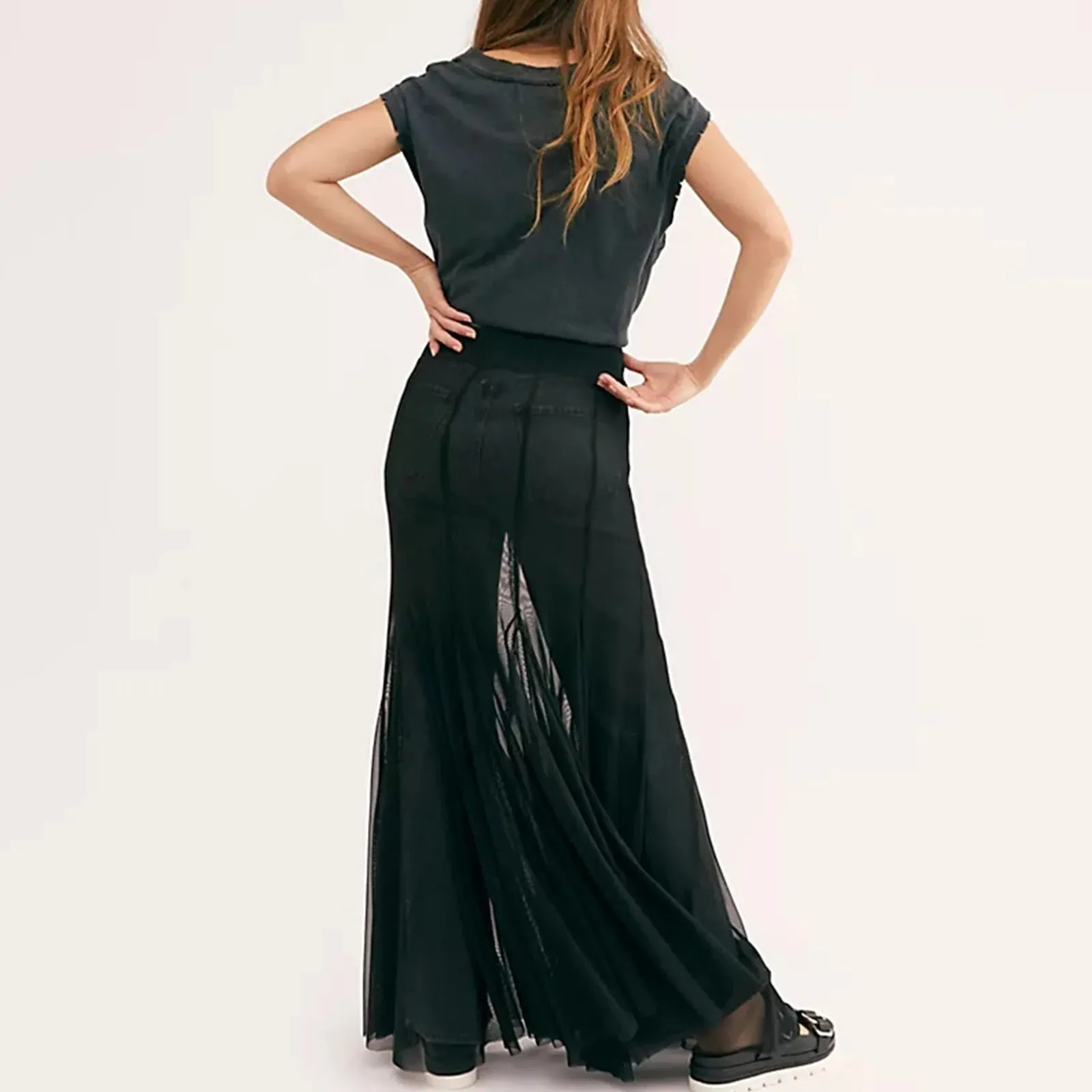 Hem Flowy Skirts Casual A-line Midi Skirts
