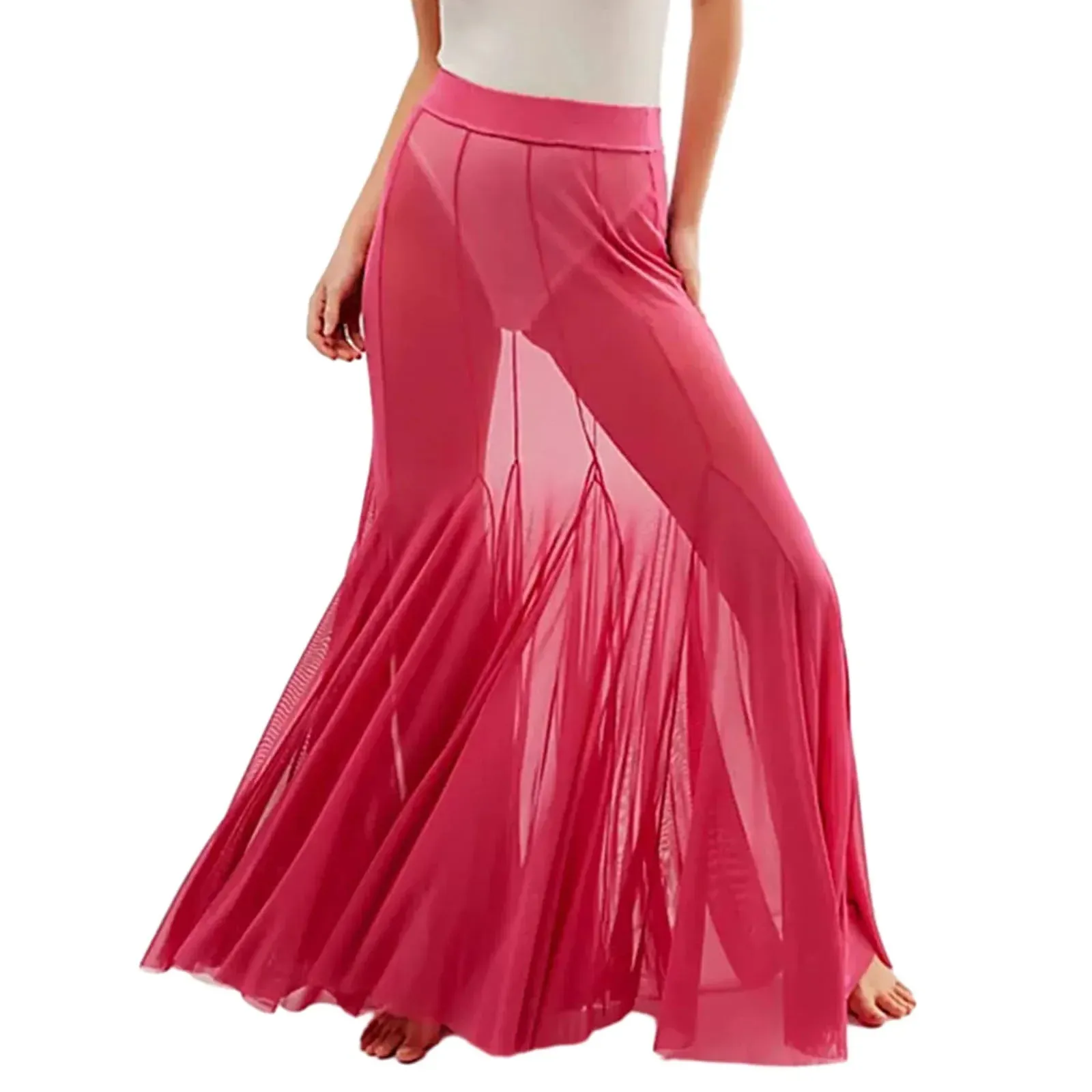 Hem Flowy Skirts Casual A-line Midi Skirts