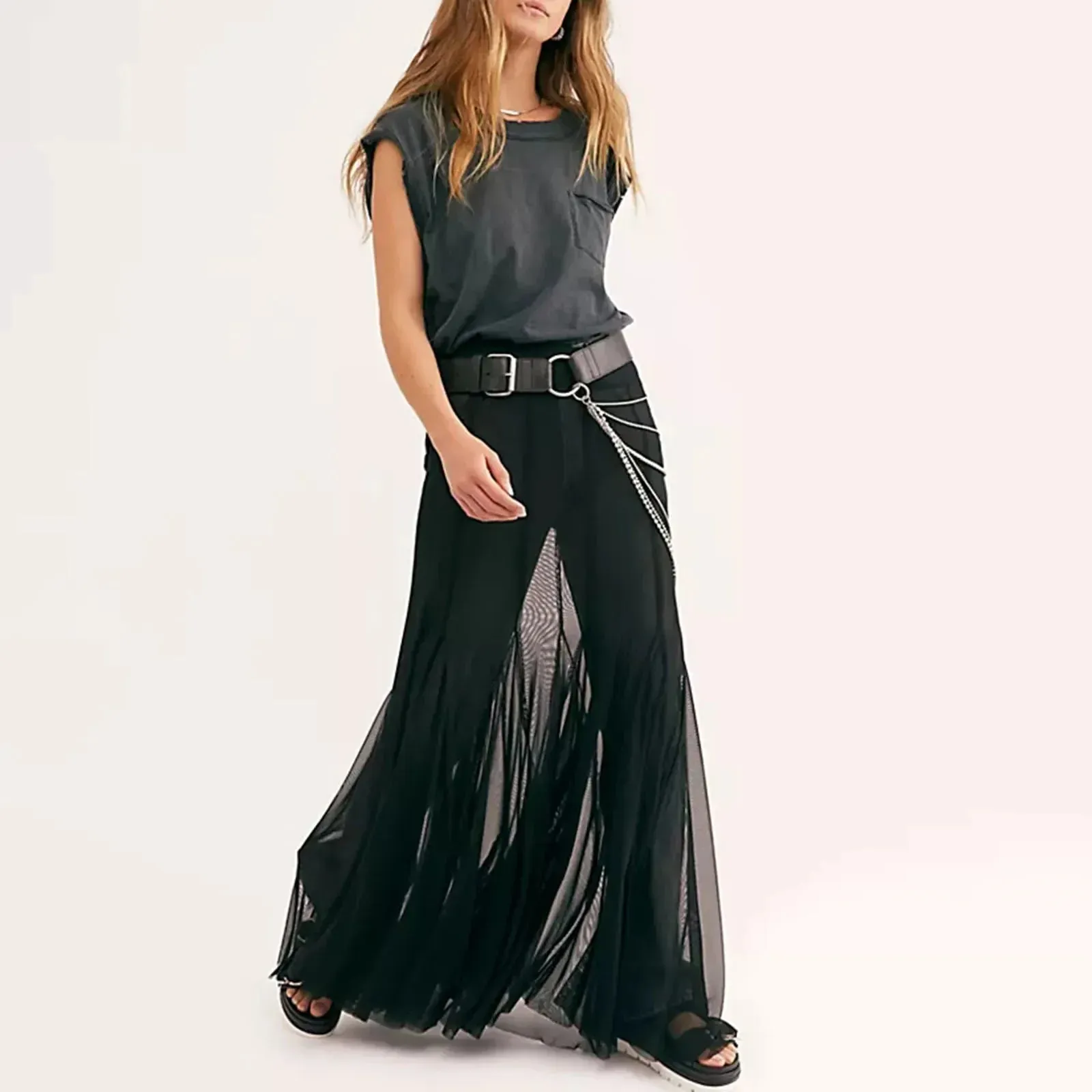 Hem Flowy Skirts Casual A-line Midi Skirts