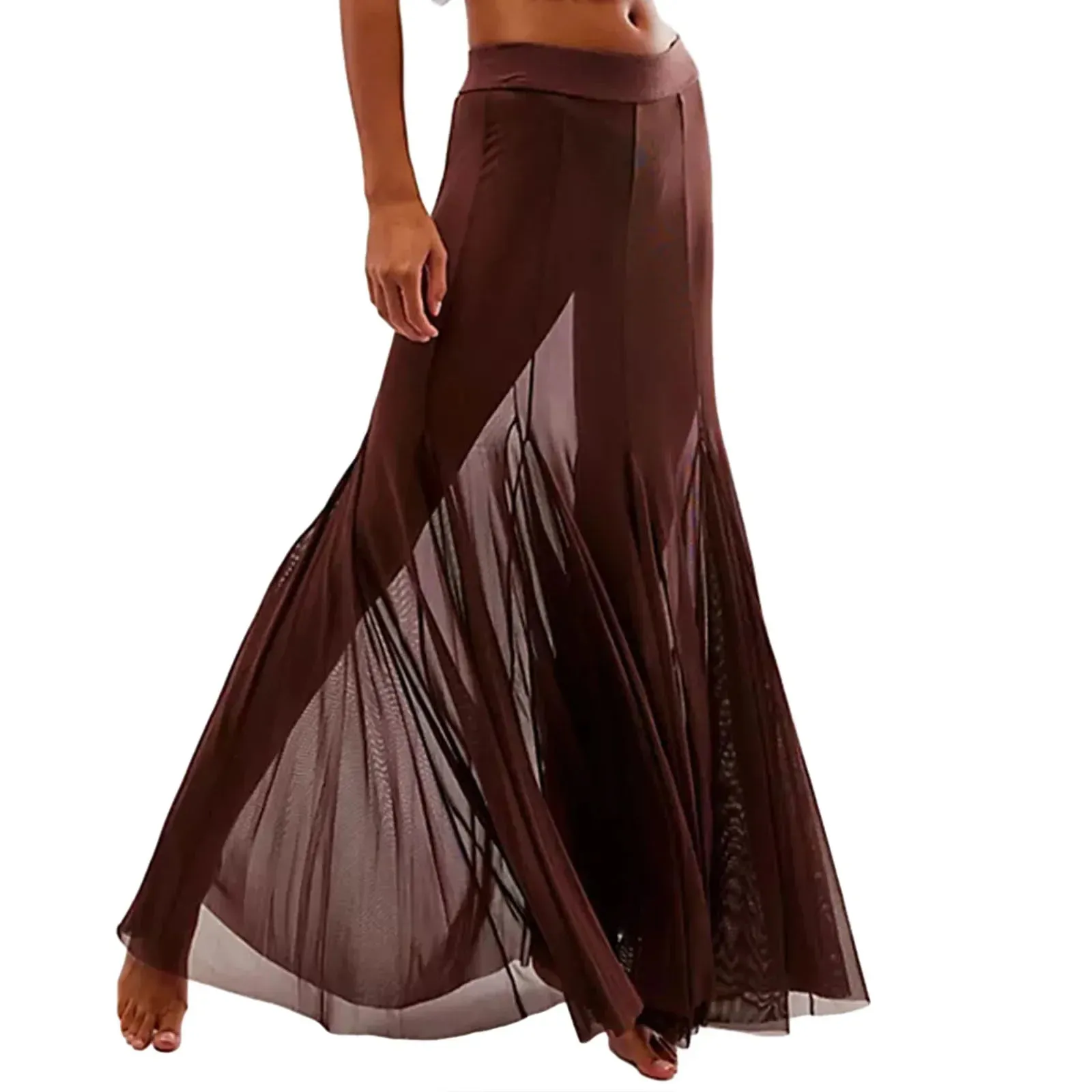 Hem Flowy Skirts Casual A-line Midi Skirts