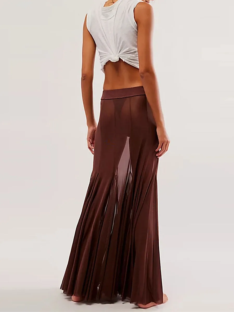 Hem Flowy Skirts Casual A-line Midi Skirts