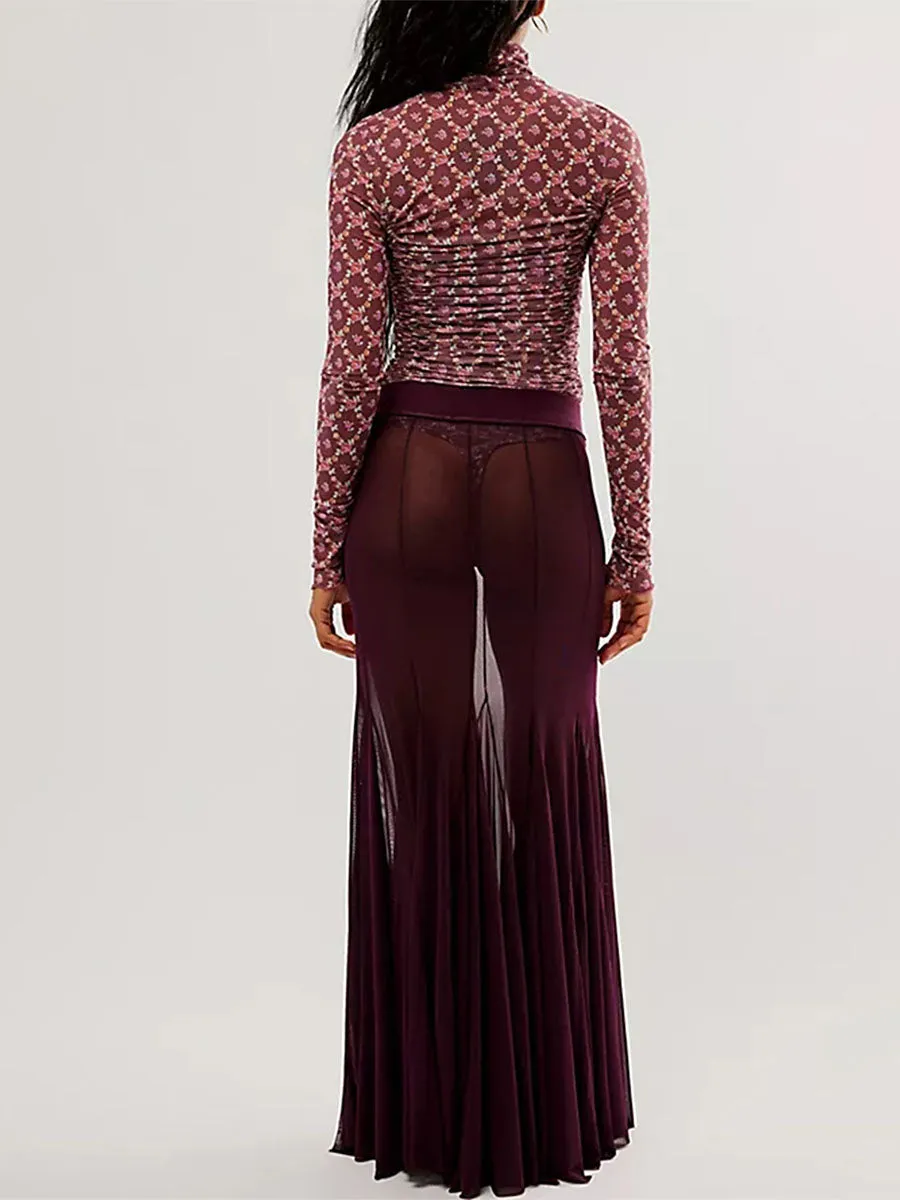 Hem Flowy Skirts Casual A-line Midi Skirts