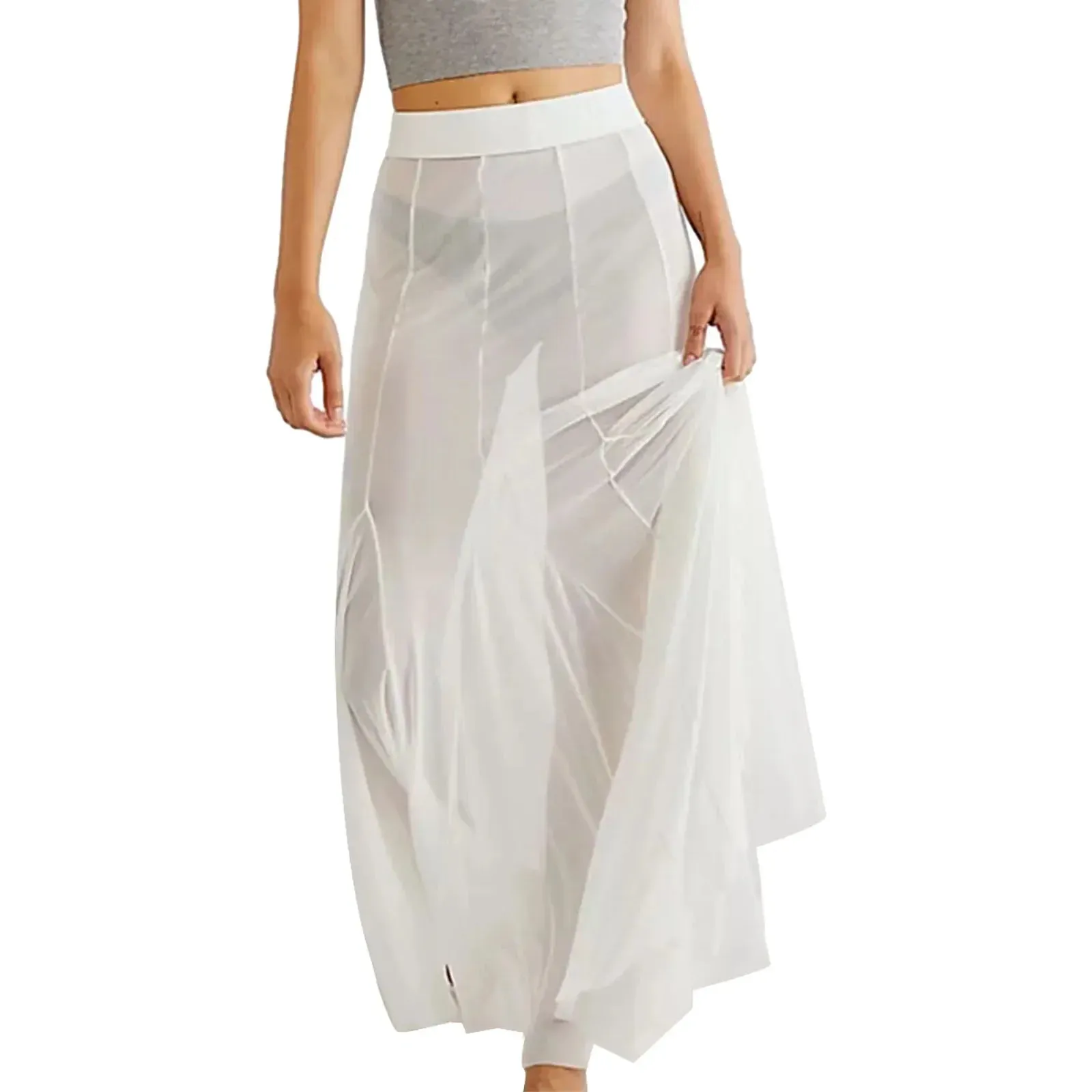 Hem Flowy Skirts Casual A-line Midi Skirts