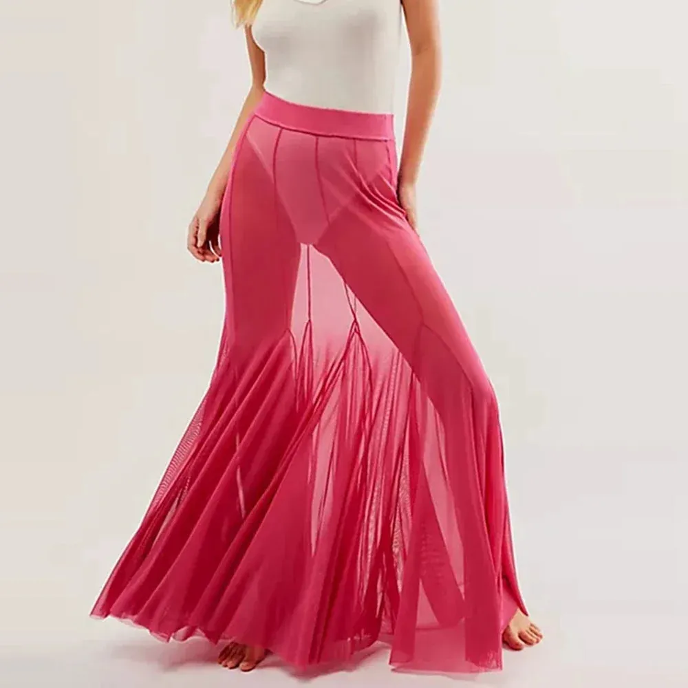 Hem Flowy Skirts Casual A-line Midi Skirts