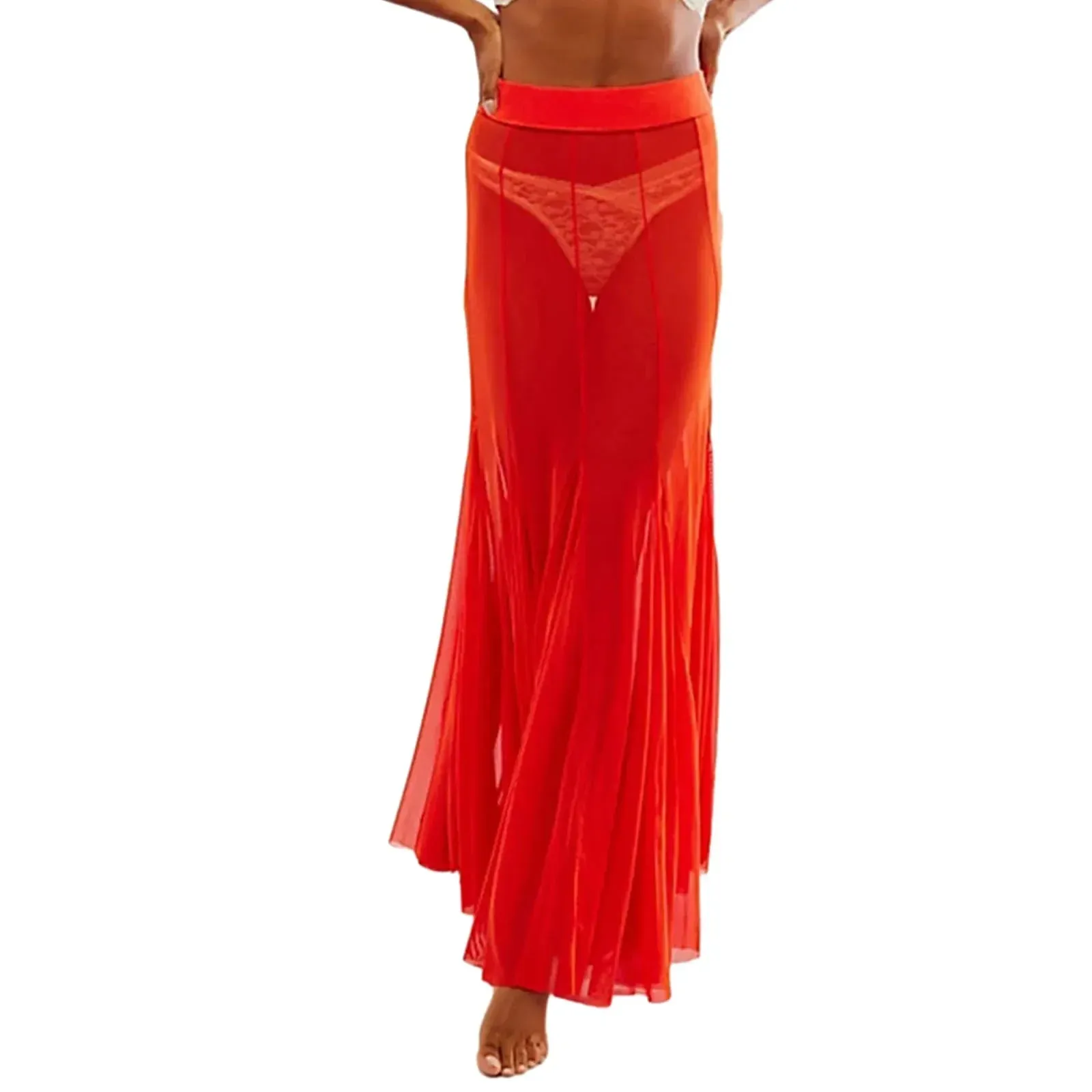 Hem Flowy Skirts Casual A-line Midi Skirts