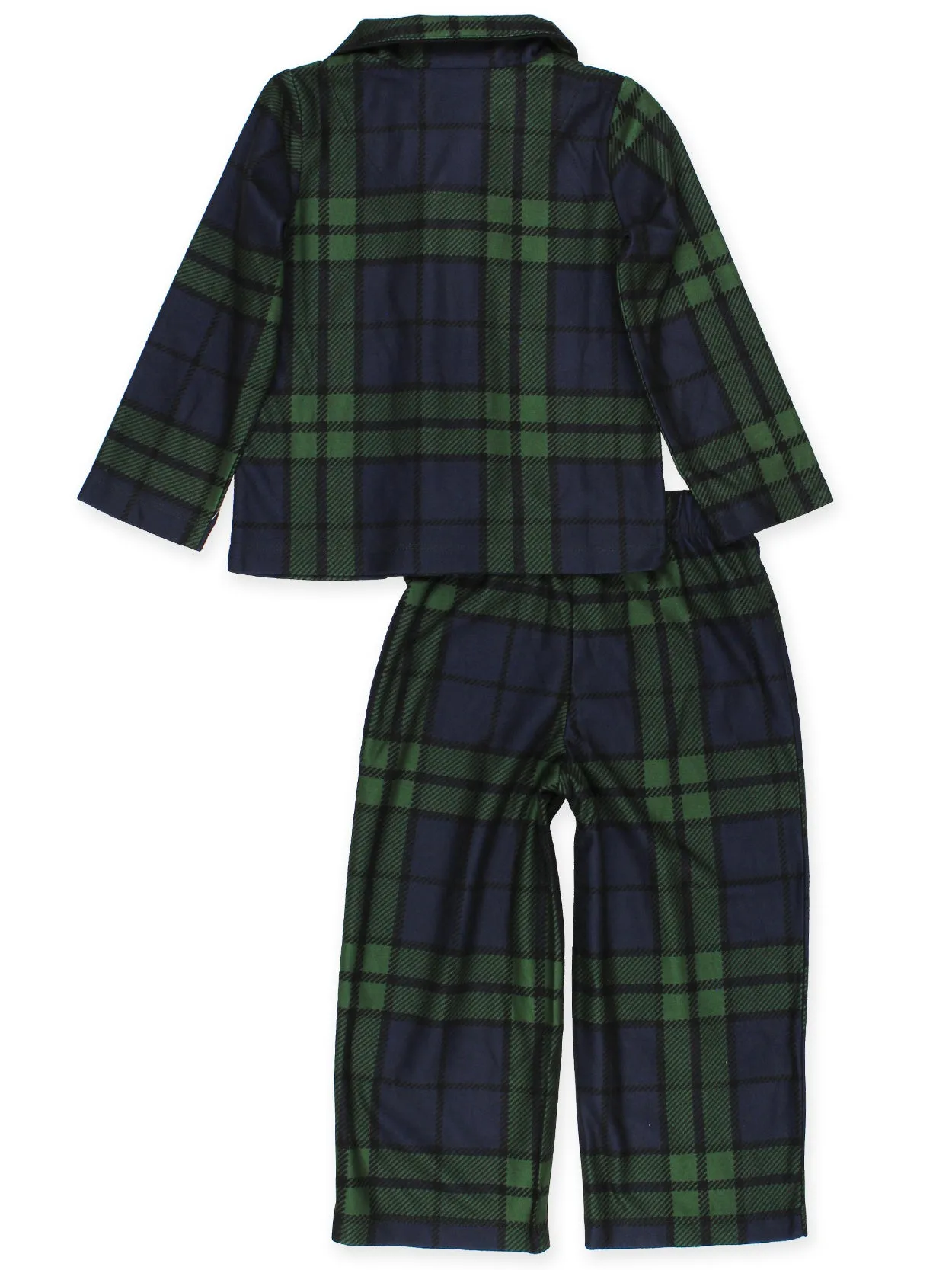 Holiday Green Plaid Coat Style Pajamas Set