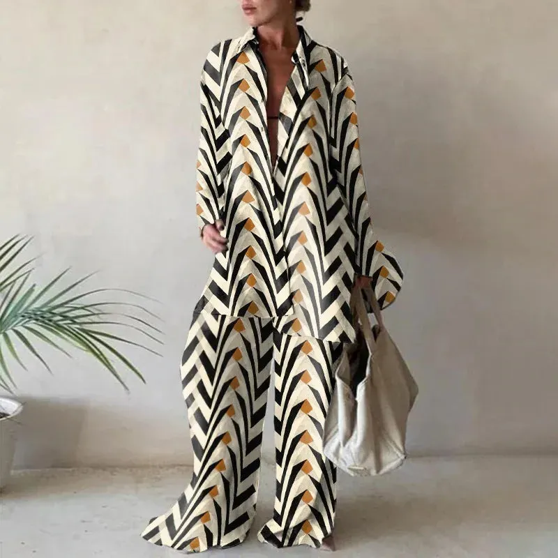 Holiday Street Women's Streetwear Geometric Spandex Polyester Printing Pants Sets Pants Sets