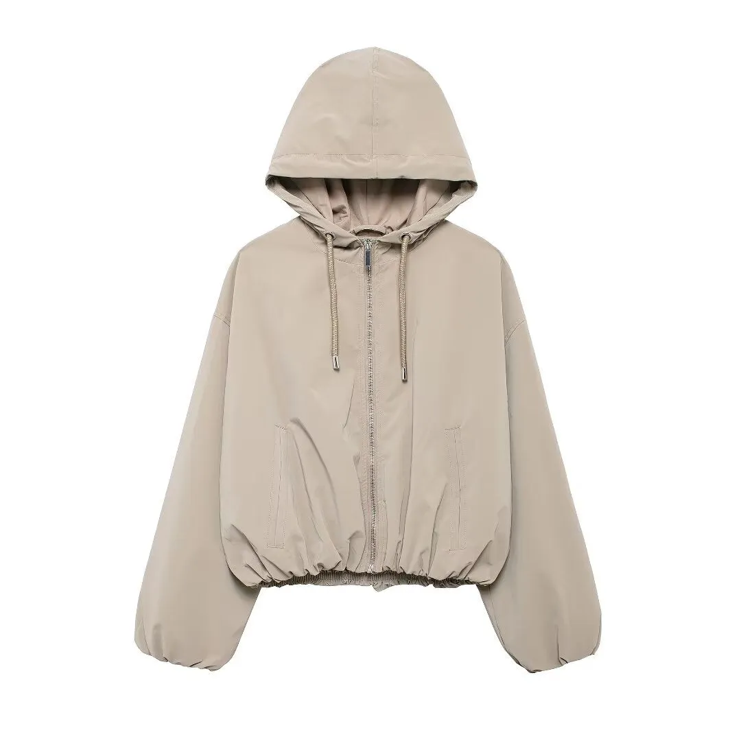 Hooded Cinched Hem Jacket