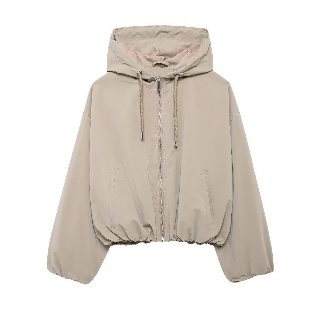 Hooded Cinched Hem Jacket
