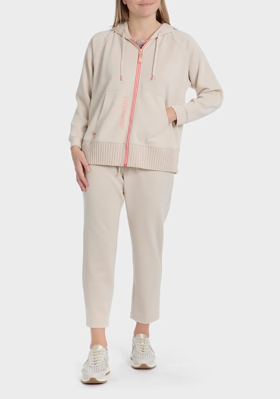 Hooded Sports Jacket - Beige
