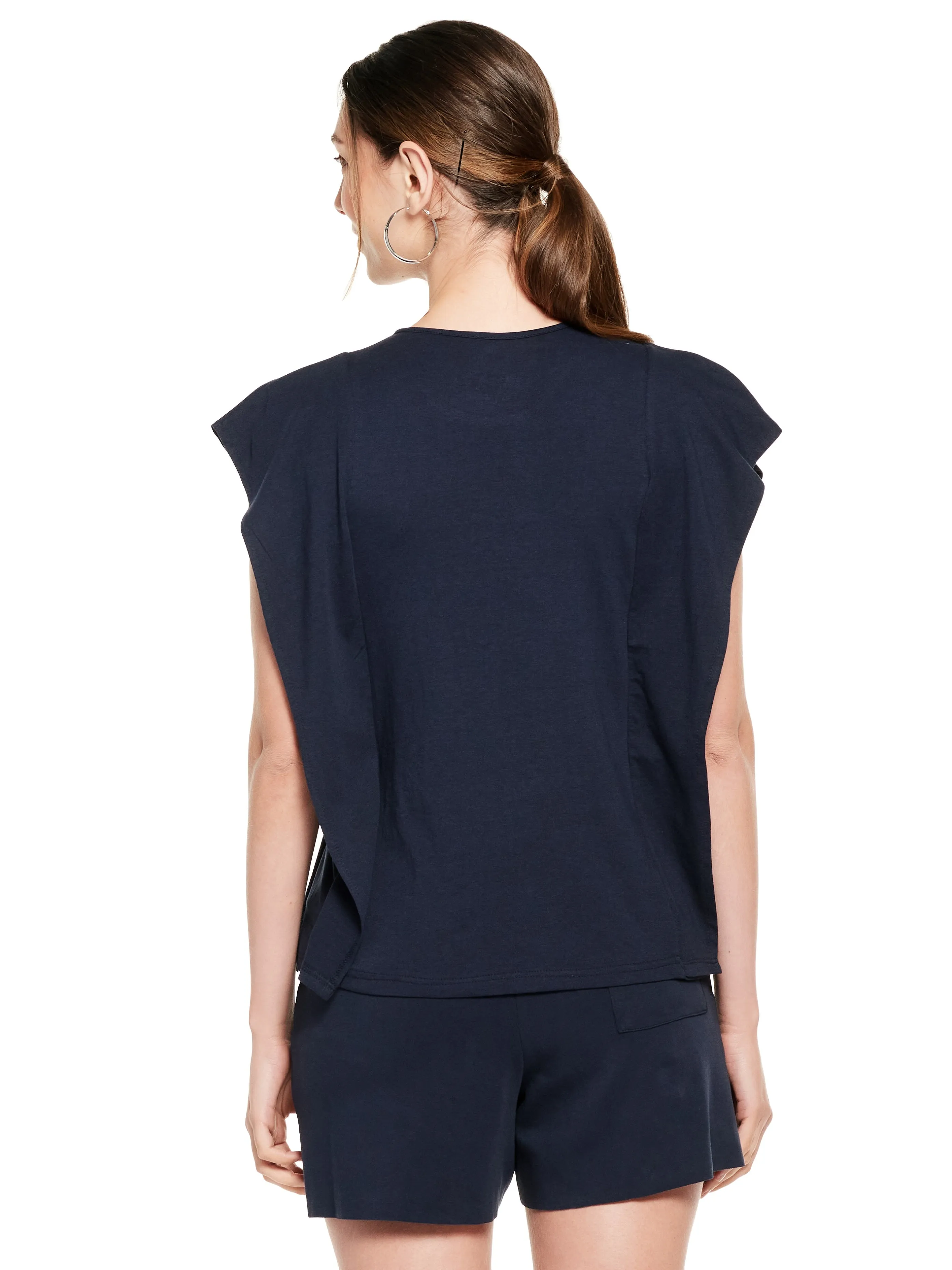 Kaftan Shaped Cotton Modal Tee with Lunya Pima Shorts (NAVY)