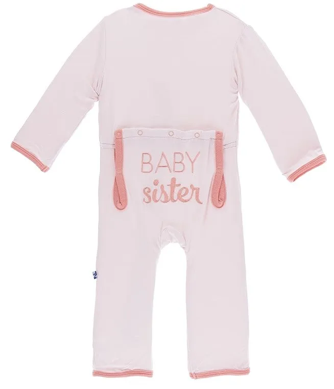 KicKee Pants Applique Coverall with Snaps - Macaroon Baby Sister