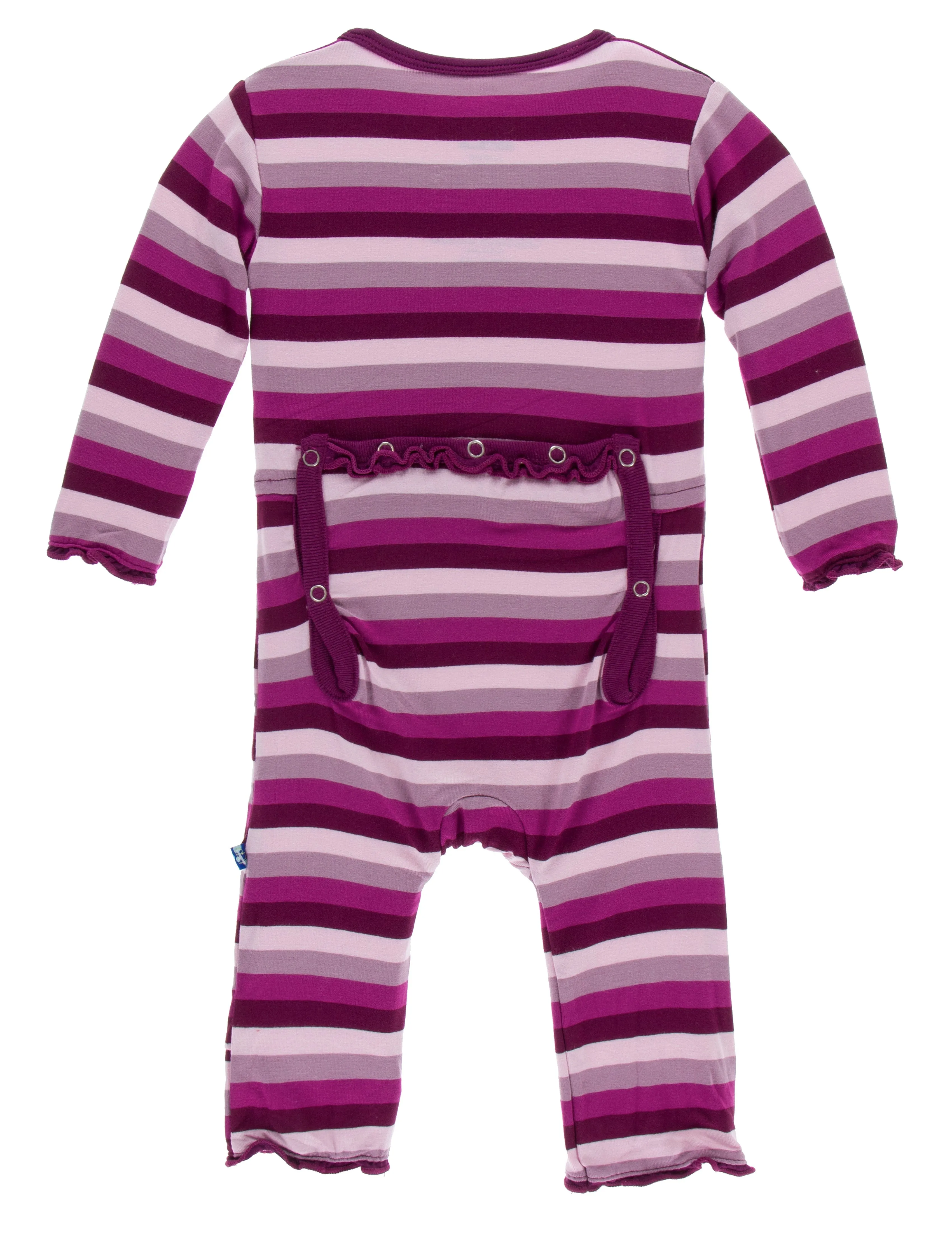 KicKee Pants Coral Stripe Muffin Ruffle Coverall with Zipper