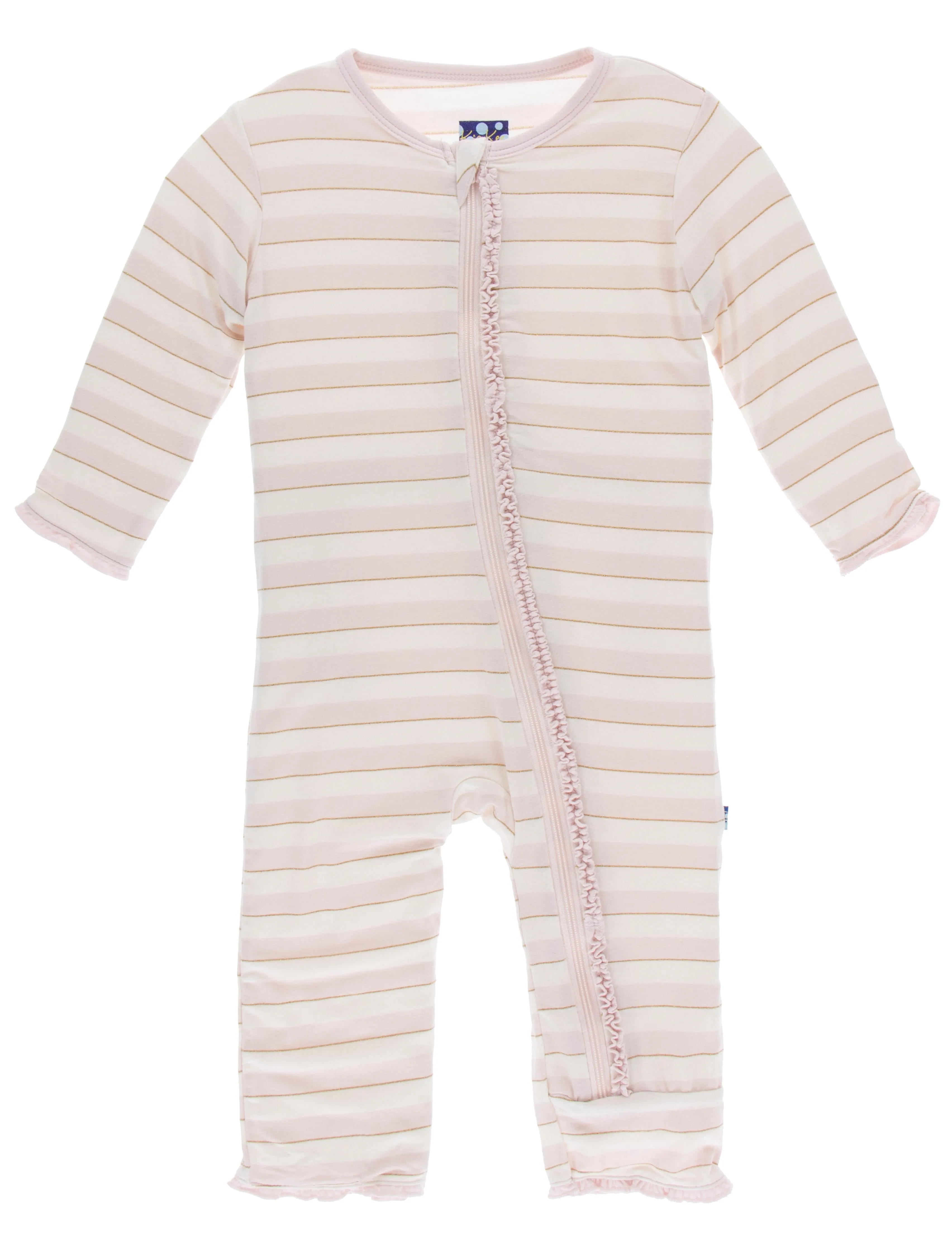 KicKee Pants Everyday Heroes Sweet Stripe Muffin Ruffle Coverall with Zipper