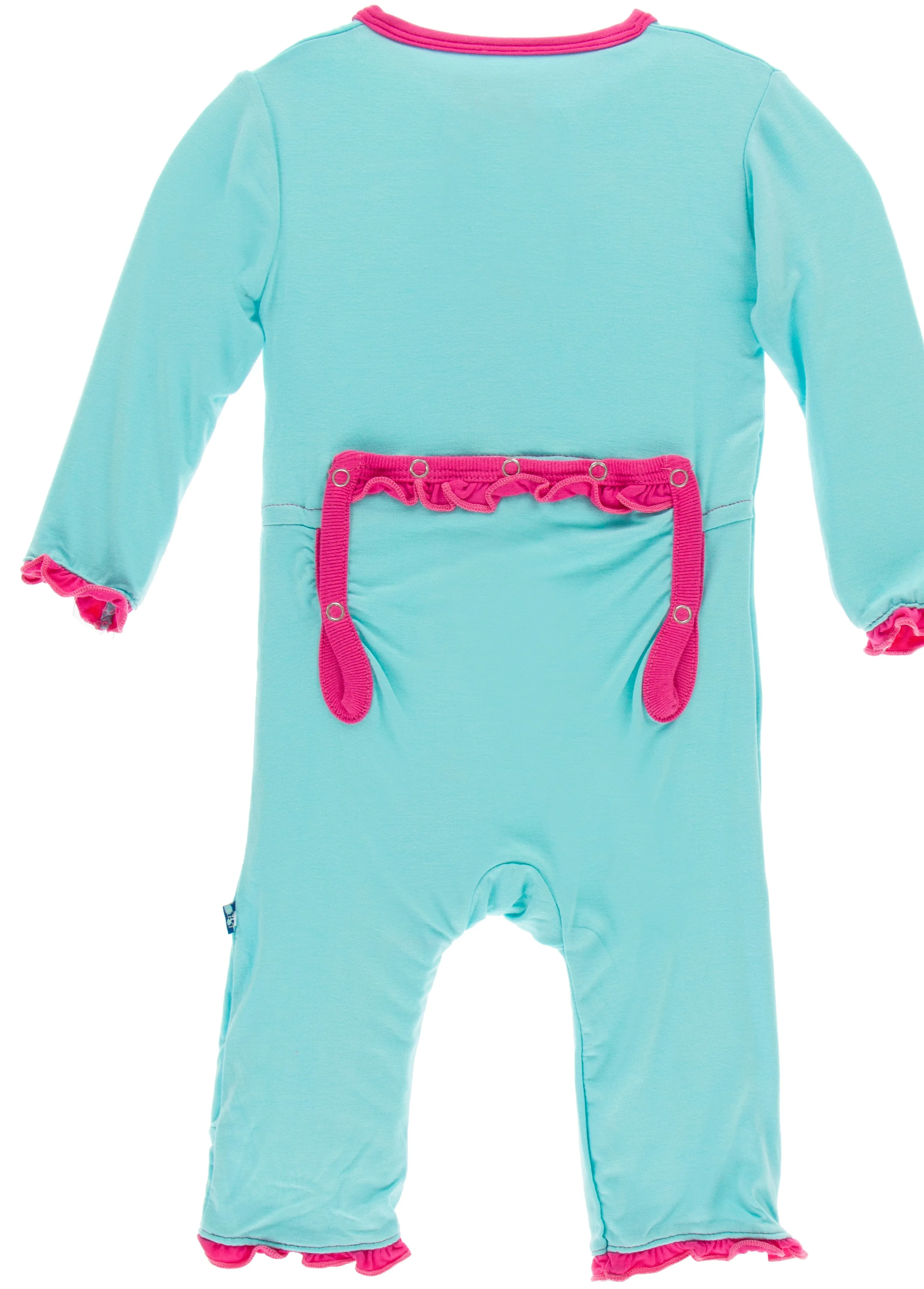 KicKee Pants Iceberg w/Calypso Muffin Ruffle Coverall with Zipper
