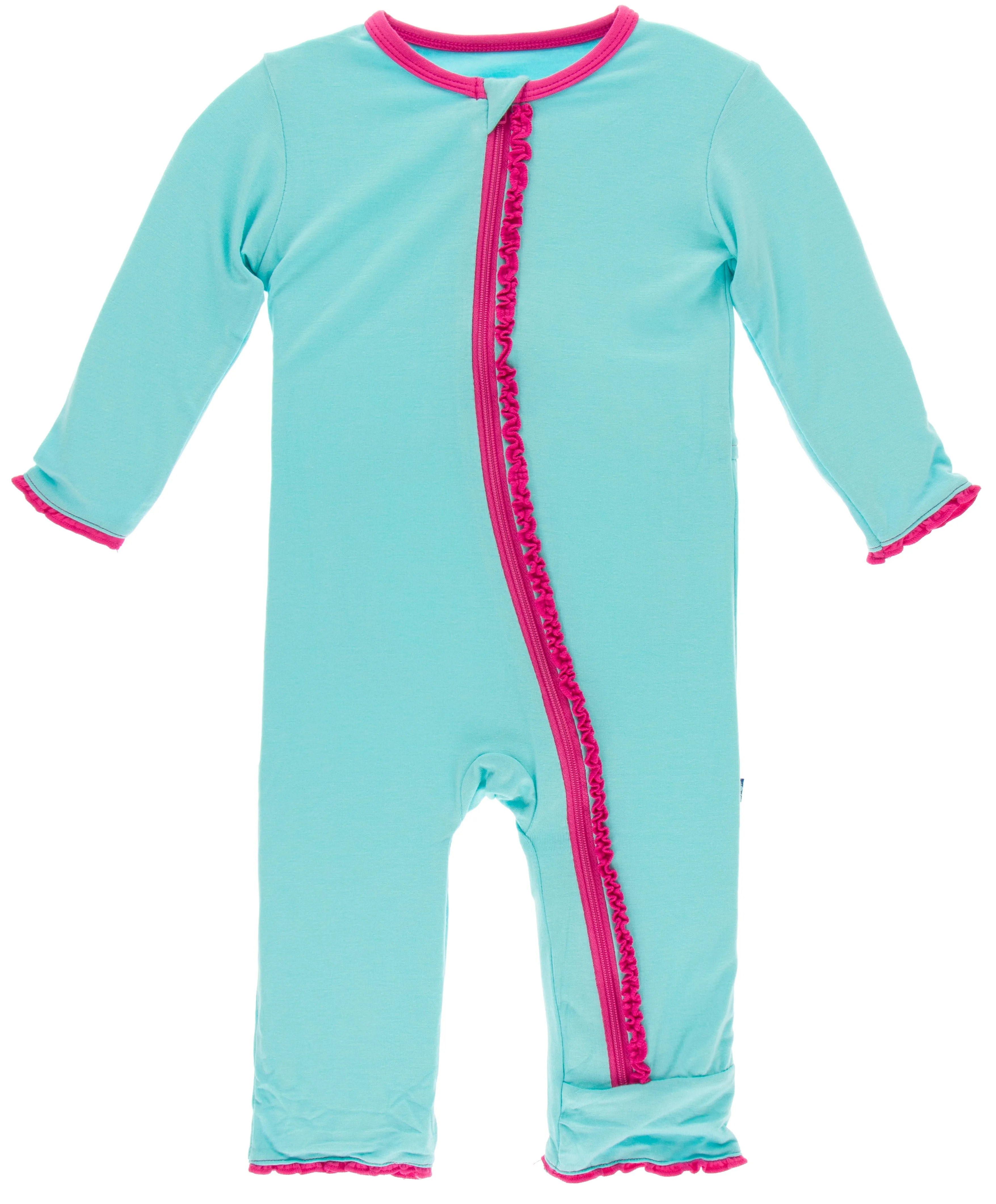 KicKee Pants Iceberg w/Calypso Muffin Ruffle Coverall with Zipper