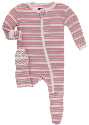KicKee Pants India Dawn Stripe Footie with Zipper