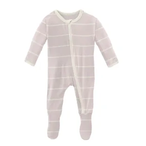 KicKee Pants Macaroon Road Trip Stripe Footie with Zipper