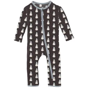 KicKee Pants Midnight Tiny Snowman Coverall with 2 Way Zipper