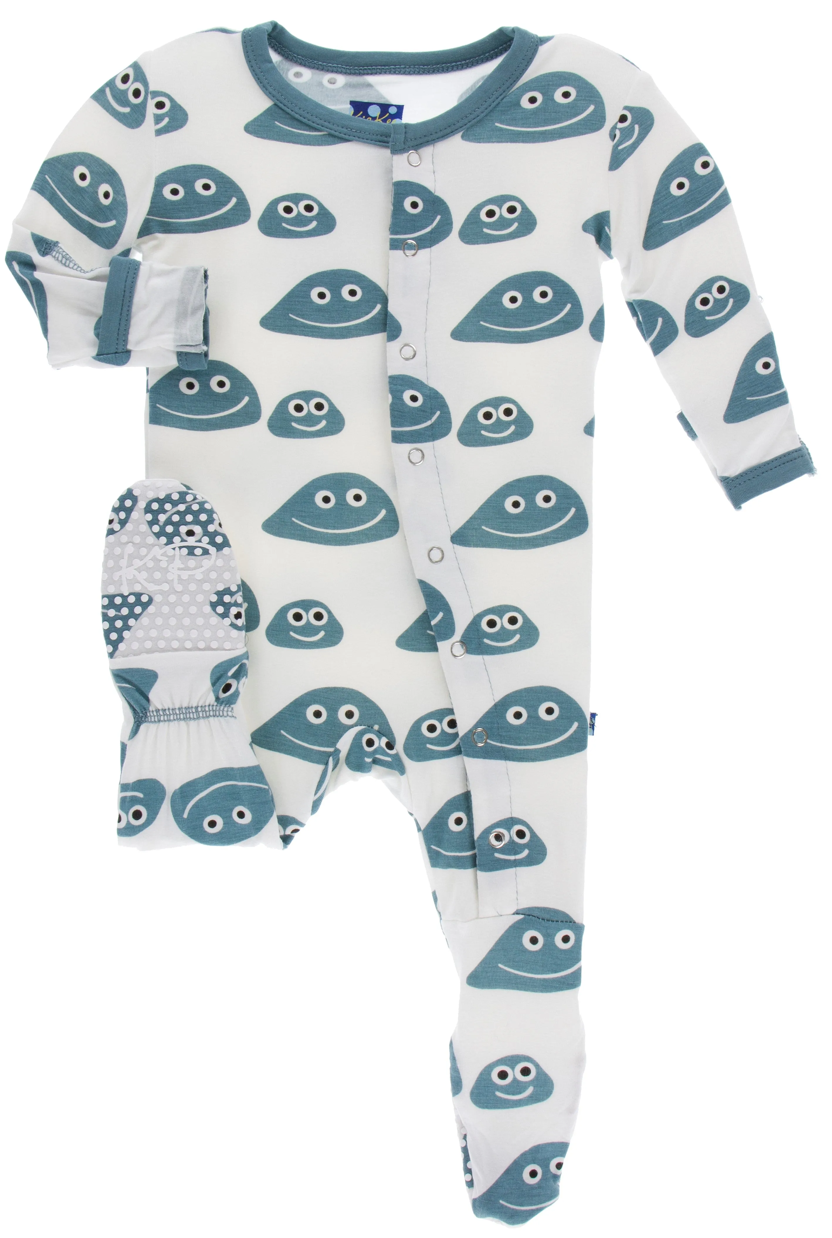 KicKee Pants Natural Pet Rocks Footie with Zipper