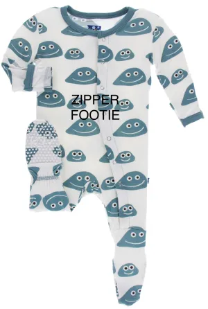 KicKee Pants Natural Pet Rocks Footie with Zipper