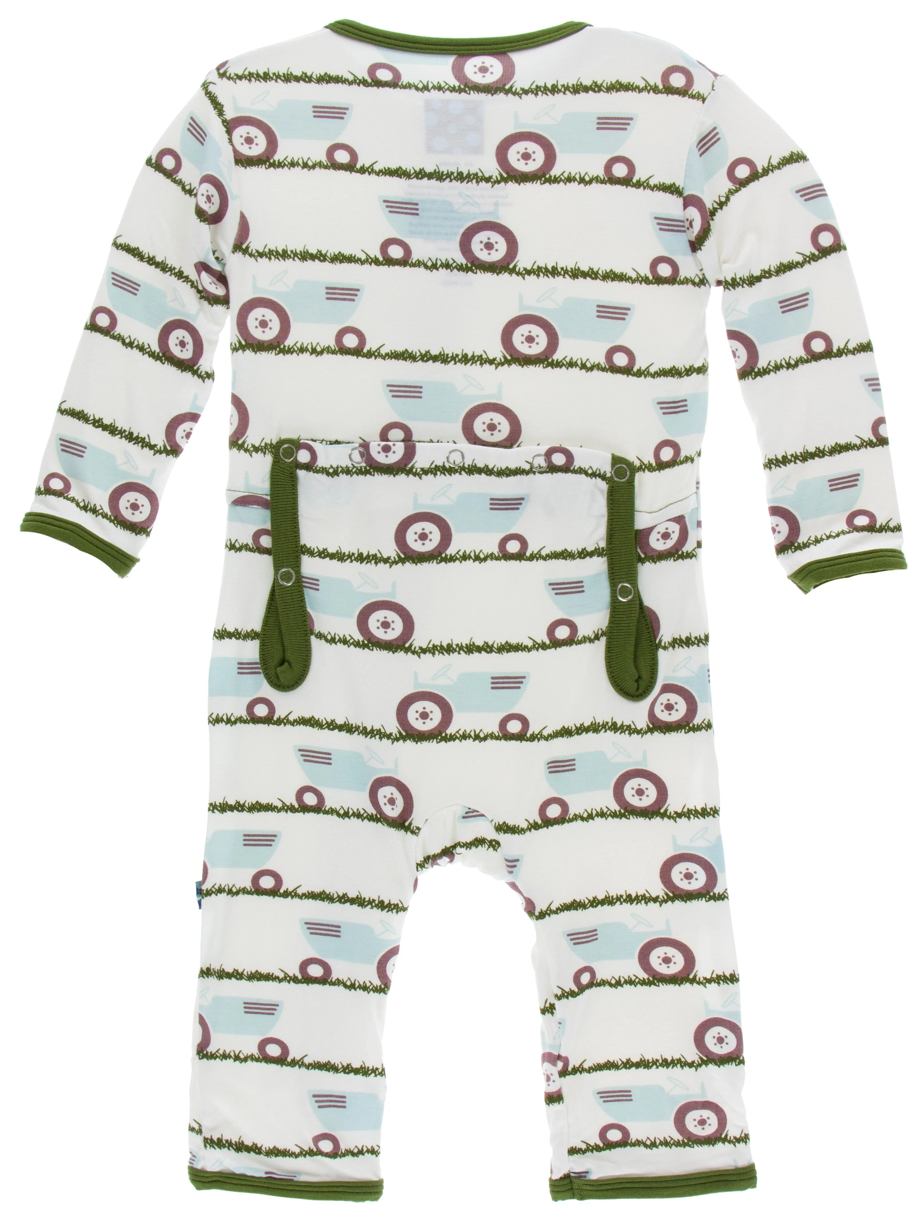 KicKee Pants Natural Tractor  and Grass Coverall with Zipper