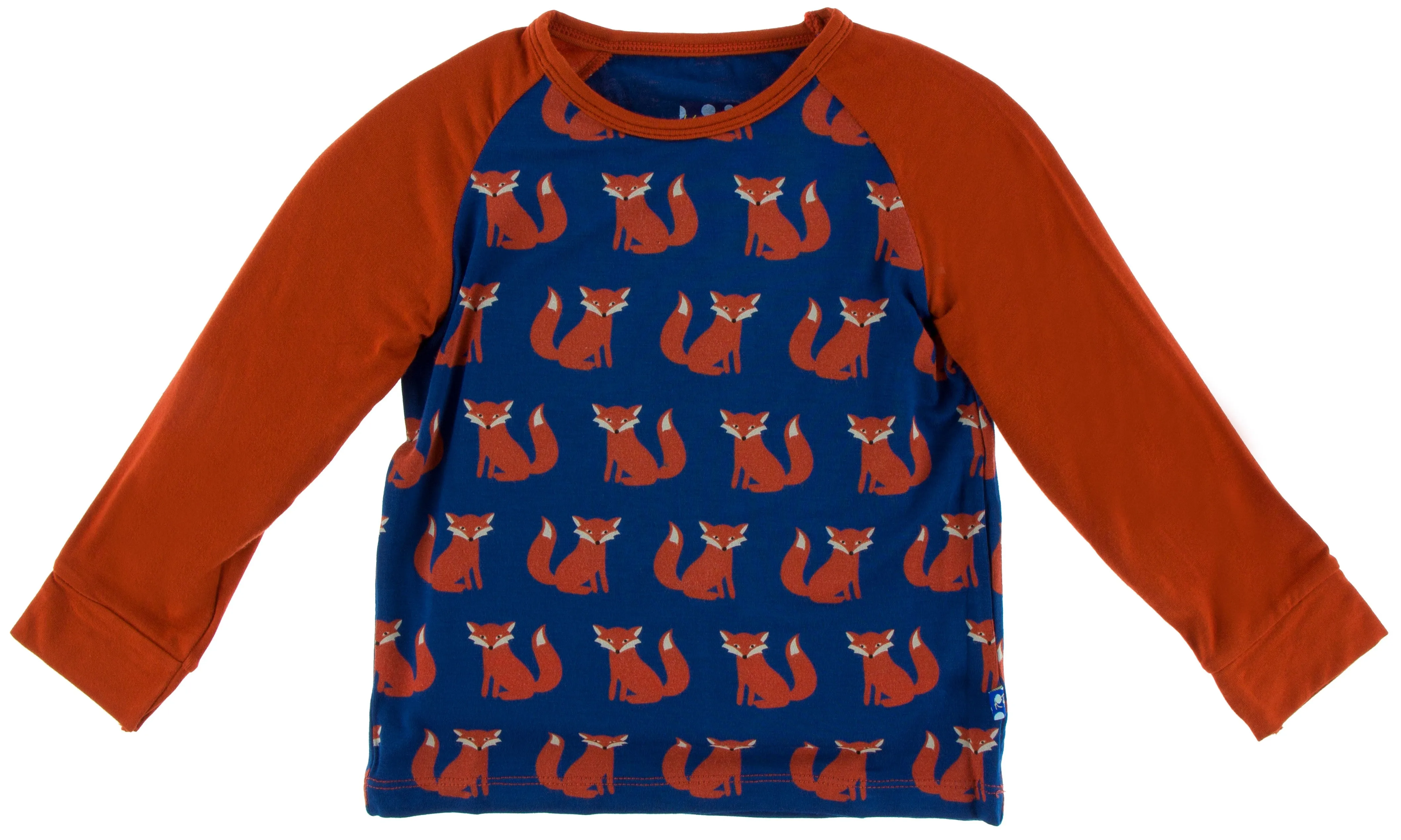 KicKee Pants Navy Fox Long Sleeve Fitted Raglan Tee