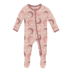 KicKee Pants Peach Blossom Moon and Stars Footie with 2 Way Zipper