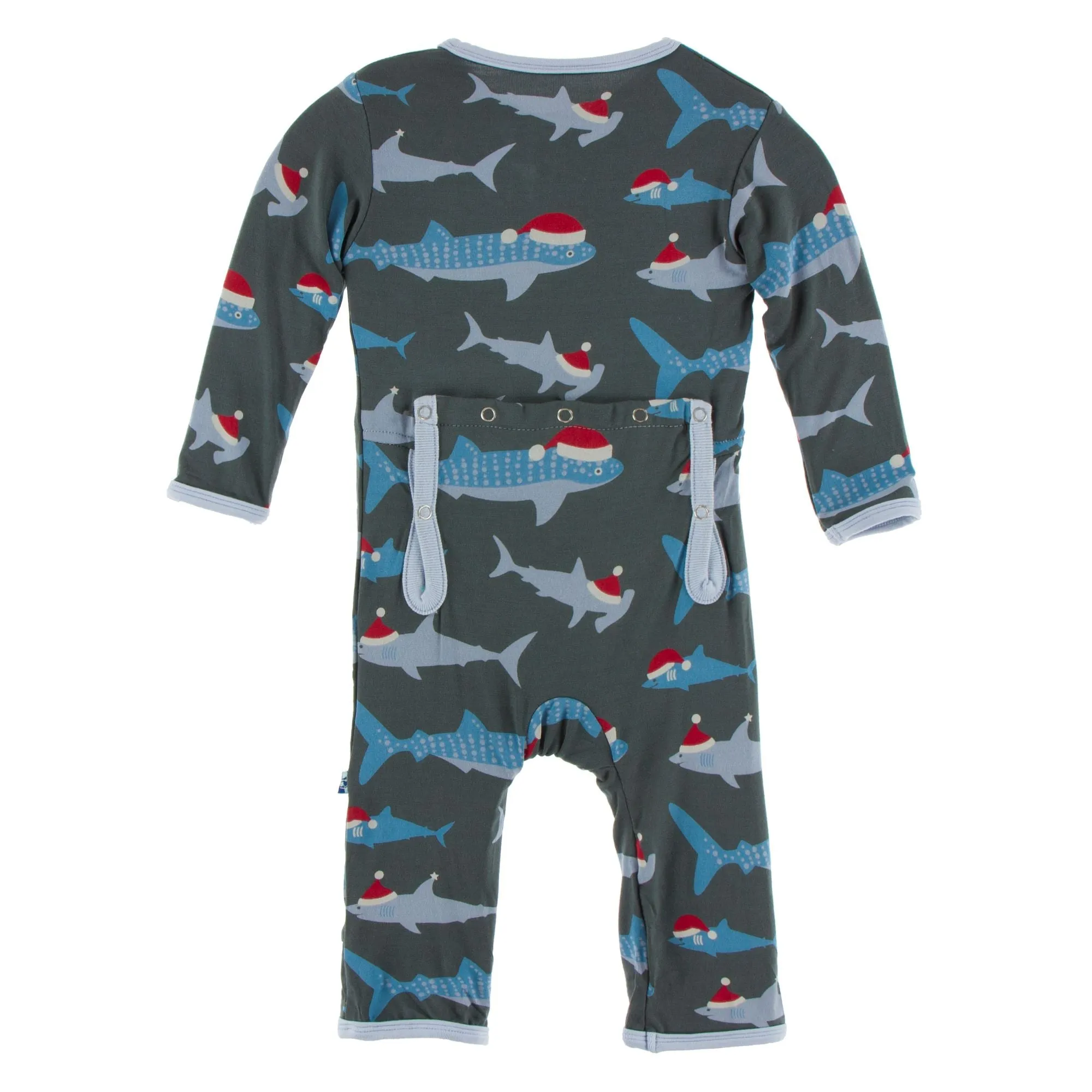KicKee Pants Pewter Santa Sharks Coverall with Zipper