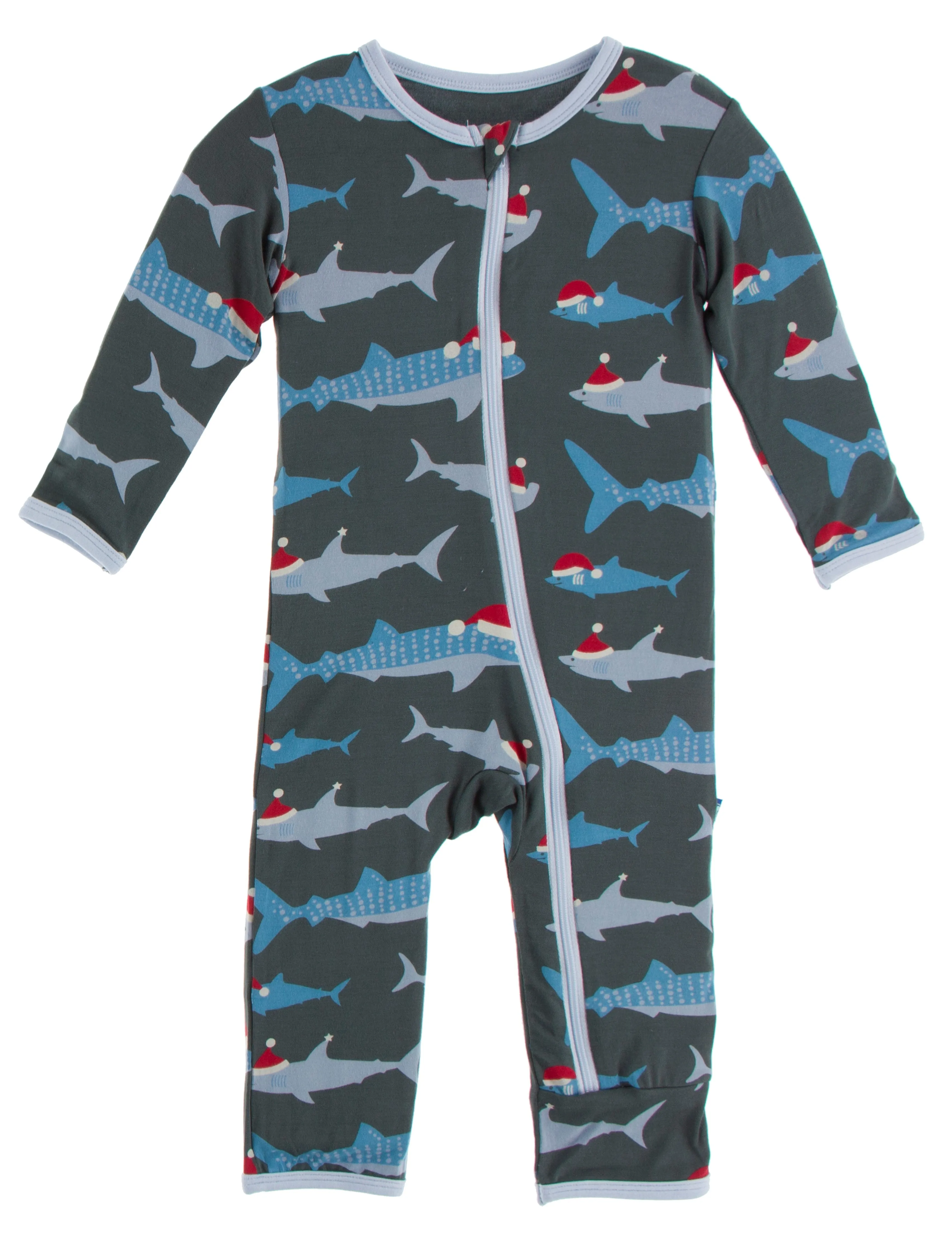 KicKee Pants Pewter Santa Sharks Coverall with Zipper
