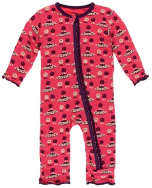 KicKee Pants Red Ginger Aliens w/Flying Saucers Muffin Ruffle Coverall with Zipper